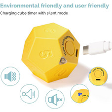 Rotating Timer for Desktop, 11 Preset Rechargeable Dodecagon Timer, Sound Vibration, Mute, Spin Timer, Kitchen,Yellow product image