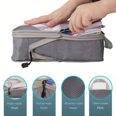 4 pcs Pack  Travel Luggage Compression Bags - Lightweight, Dustproof, and Versatile Storage Organizers Color Grey product image