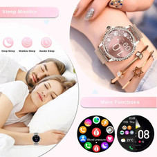 Smart Watch For Lady Women Bluetooth Call 100+Sports Mode Fitness Women DIY Dials With Body/Sleep Monitor For IOS Android Color Rosegold product image