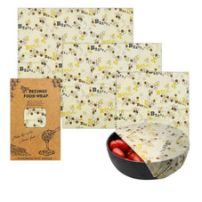 Honeycomb Pattern - Reusable Beeswax Food Wraps, Eco Friendly Beeswax Food Wrap, Sustainable Food Storage Containers,3 Pack (S, M, L) product image