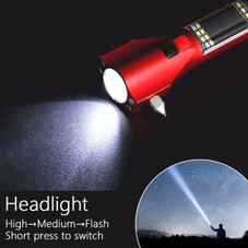 Car Safety Hammer Flashlight  LED High Lumens Rechargeable Solar Powered Escape Kit, Window Glass Breaker and Seatbelt Cutter(Red) product image
