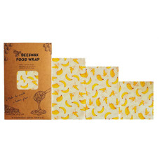 Banana Pattern - Reusable Beeswax Food Wraps, Eco Friendly Beeswax Food Wrap, Sustainable Food Storage Containers,3 Pack (S, M, L) product image