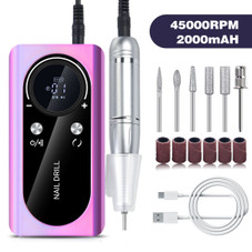 45000RPM Nail Drill Machine Electric Portable Nail File Rechargeable Nail Sander for Gel Nails Polishing for Home Manicure Salon,Colorful Purple product image