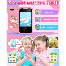 Smart Touch Screen Kids Phone Unicorn Gifts for Girls Age 6-8 with Dual Camera Music Game Learning Toy Phone Christmas Birthday Gifts for Girls product image