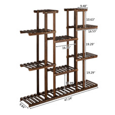 11-Seat Multifunctional Carbonized Wood Plant Stand with Gardening Tools product image