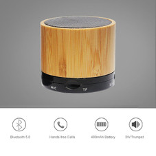 Zummy Bamboo Mini Portable Cylinder Bluetooth Speaker product image