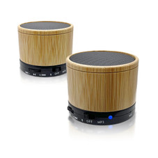 Zummy Bamboo Mini Portable Cylinder Bluetooth Speaker product image