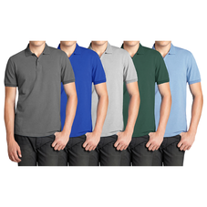Men's Short Sleeve Pique Polo Shirt (5-Pack) product image