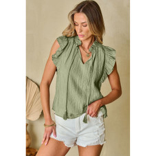 Women's Keira V-Neck Flutter Sleeve Textured Blouse product image