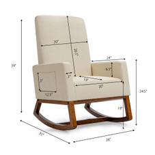 Rocking High-Back Upholstered Lounge Armchair with Side Pocket product image