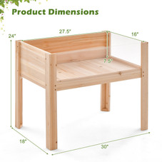 30-Inch Wooden Raised Garden Bed with Transparent Sides product image