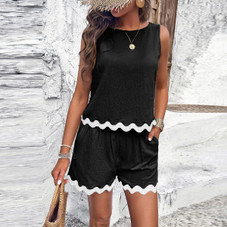 Women's 2-Piece Wave Cut Top and Shorts Set product image