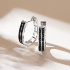 1-Carat 2-Row Black Diamond Hoop Earrings product image