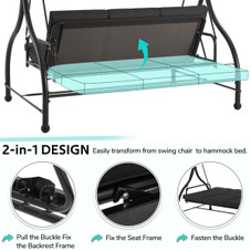 3-Seat Outdoor Swing Hammock with Adjustable Tilt Canopy product image