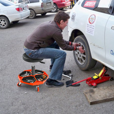 Heavy-Duty Adjustable-Height Rolling Stool with Tool Tray Storage product image