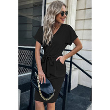 Women's Button Front Short Sleeve Pocket Dress product image