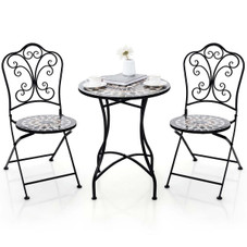 3-Piece Patio Bistro Set with Round Table & 2 Folding Chairs product image