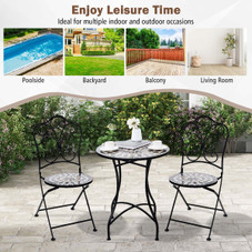 3-Piece Patio Bistro Set with Round Table & 2 Folding Chairs product image