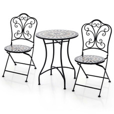 3-Piece Patio Bistro Set with Round Table & 2 Folding Chairs product image