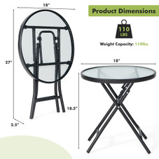 Patio Side Table with Tempered Glass Tabletop product image