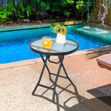 Patio Side Table with Tempered Glass Tabletop product image