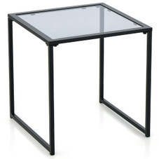 Tempered Glass Side Table with Metal Frame product image