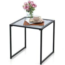 Tempered Glass Side Table with Metal Frame product image