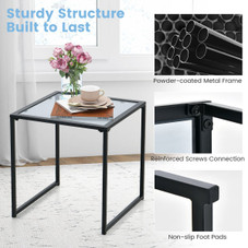 Tempered Glass Side Table with Metal Frame product image