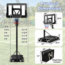 Portable 8 to 10-Foot 5-Level Adjustable Basketball Hoop product image