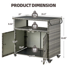 Outdoor Wicker Storage Cabinet Movable Cart  product image