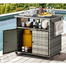 Outdoor Wicker Storage Cabinet Movable Cart  product image