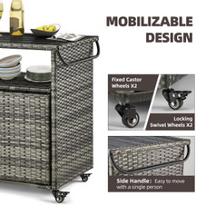 Outdoor Wicker Storage Cabinet Movable Cart  product image