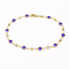 10-Inch 18K-Gold-Filled Blue Crystal Anklet product image