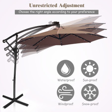 10-Foot 360-Degree Solar LED Patio Offset Umbrella product image