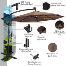 10-Foot 360-Degree Solar LED Patio Offset Umbrella product image