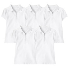 Girls' 3-Button Short Sleeve School Uniform Polo Shirt (5-Pack) product image