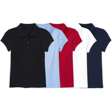 Girls' 3-Button Short Sleeve School Uniform Polo Shirt (5-Pack) product image