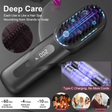 Cordless Hair Straightener Brush - Portable heated Straightening Brush for Travel, Party, Mini Ionic Hot Comb Straightener for Women-1 Pack product image