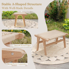 Teak Wood Ottoman Footstool with Braided Rope product image