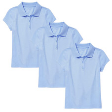 Girls' 3-Button Short Sleeve School Uniform Polo Shirt (3-Pack) product image