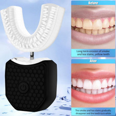 Electric Ultrasonic U-Shaped Toothbrush Bristles 360 Degree Automatic Fully Automatic Intelligent Cleaning Sonic (Black) product image