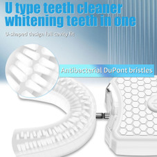 Electric Ultrasonic U-Shaped Toothbrush Bristles 360 Degree Automatic Fully Automatic Intelligent Cleaning Sonic (White) product image