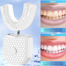 Electric Ultrasonic U-Shaped Toothbrush Bristles 360 Degree Automatic Fully Automatic Intelligent Cleaning Sonic (White) product image