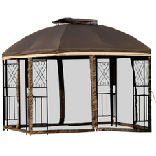 Outsunny® 10 x 10-Foot Patio Gazebo with Double Roof & Privacy Curtains product image