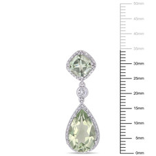 Sterling Silver 10CT Green Quartz & White Sapphire Teardrop Earrings product image