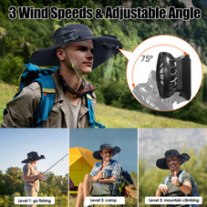 LakeForest® Wide Brim Fishing Hat with Solar Fans product image