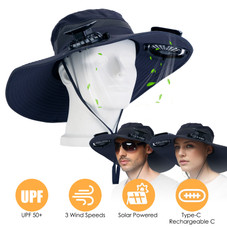 LakeForest® Wide Brim Fishing Hat with Solar Fans product image