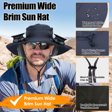 LakeForest® Wide Brim Fishing Hat with Solar Fans product image
