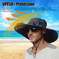 LakeForest® Wide Brim Fishing Hat with Solar Fans product image