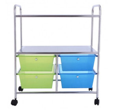 Rolling 4-Drawer 2-Shelf Metal Storage Cart product image